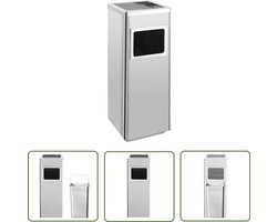 vidaXL Prullenbak - Asbak - Asbak/prullenbak Hotel 36 L roestvrij staal - Roestvrij Staal - Hotel - Restaurant