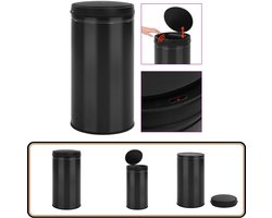 vidaXL Prullenbak - Automatische Sensor - 60L - Zwart Afvalbak - Prullenbak - Sensorprullenbak - Automaat Prullenbak - Zwarte Prullenbak