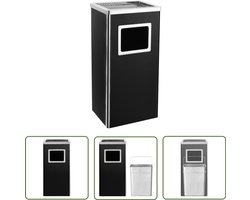 vidaXL Prullenbak Kantoor - Asbak Hotel - Asbak/prullenbak Hotel 45 L staal zwart - Afvalbak Restaurant - Metalen Asbak - Zwarte Prullenbak