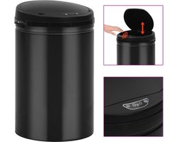 vidaXL - Prullenbak - met - automatische - sensor - 30 - L - koolstofstaal - zwart