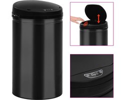 vidaXL - Prullenbak - met - automatische - sensor - 40 - L - koolstofstaal - zwart