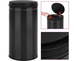 vidaXL - Prullenbak - met - automatische - sensor - 60 - L - koolstofstaal - zwart