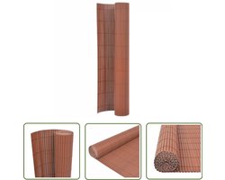 vidaXL Pvc Schutting - Tuin Afschieiding - Tuinafscheiding dubbelzijdig 90x400 cm bruin - Buitenschotting - Tuindecoratie - Privacy Screen