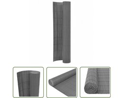vidaXL Pvc Schutting - Tuin Afsluitwand - Tuinafscheiding dubbelzijdig 110x400 cm grijs - Buitenschutting - Tuindecoratie - Privacy Screen