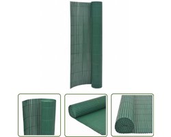 vidaXL Pvc Schutting - Tuin Afsluitwand - Tuinafscheiding dubbelzijdig 110x400 cm groen - Buitenschutting - Groene Schutting - Verticale Schutting