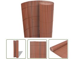 vidaXL Pvc Schutting - Tuin Hek - Tuinafscheiding dubbelzijdig 90x300 cm PVC bruin - Buitenschotting - Privacy Scherm - Tuinafscheiding