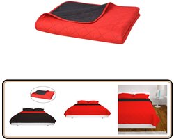 vidaXL Quilt Bedsprei - Rood/Zwart - 230x260 cm Gequilt Bedsprei - Microfiber Bedsprei - Katoen Bedsprei - Dubbele Zijden Bedsprei - Warme Bedsprei