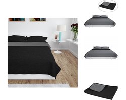 vidaXL Quilt - Quilts - Dekbed - Dekbedden - Bedsprei dubbelzijdig 220x240 cm quilt grijs en zwart