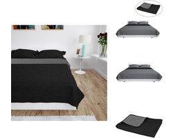 vidaXL Quilt - Quilts - Dekbed - Dekbedden - Bedsprei dubbelzijdig 230x260 cm quilt grijs en zwart