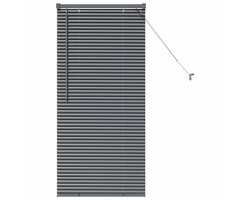 vidaXL - Raamjaloezie - met - gordijnen - Donkergrijs - Aluminium