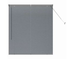 vidaXL - Raamjaloezie - met - gordijnen - Donkergrijs - Aluminium