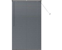 vidaXL - Raamjaloezie - met - gordijnen - Donkergrijs - Aluminium
