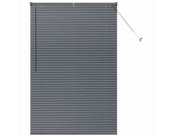 vidaXL - Raamjaloezie - met - gordijnen - Donkergrijs - Aluminium
