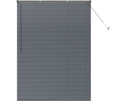 vidaXL - Raamjaloezie - met - gordijnen - Donkergrijs - Aluminium