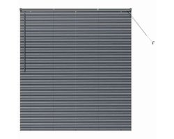 vidaXL - Raamjaloezie - met - gordijnen - Donkergrijs - Aluminium