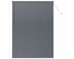 vidaXL - Raamjaloezie - met - gordijnen - Donkergrijs - Aluminium
