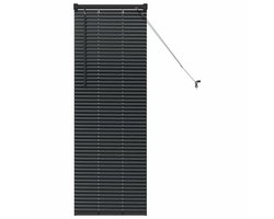 vidaXL - Raamjaloezie - met - gordijnen - Zwart - Aluminium