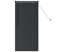 vidaXL - Raamjaloezie - met - gordijnen - Zwart - Aluminium