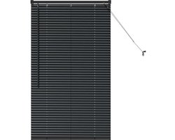 vidaXL - Raamjaloezie - met - gordijnen - Zwart - Aluminium