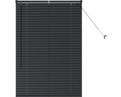 vidaXL - Raamjaloezie - met - gordijnen - Zwart - Aluminium