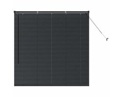 vidaXL - Raamjaloezie - met - gordijnen - Zwart - Aluminium