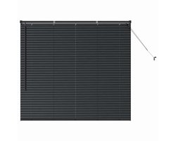 vidaXL - Raamjaloezie - met - gordijnen - Zwart - Aluminium
