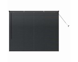 vidaXL - Raamjaloezie - met - gordijnen - Zwart - Aluminium