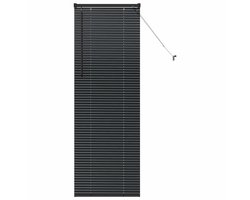 vidaXL - Raamjaloezie - met - gordijnen - Zwart - Aluminium