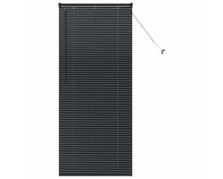 vidaXL - Raamjaloezie - met - gordijnen - Zwart - Aluminium