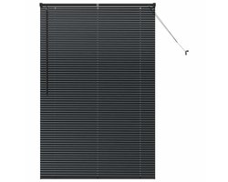 vidaXL - Raamjaloezie - met - gordijnen - Zwart - Aluminium