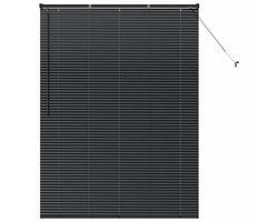 vidaXL - Raamjaloezie - met - gordijnen - Zwart - Aluminium