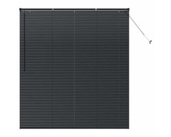 vidaXL - Raamjaloezie - met - gordijnen - Zwart - Aluminium