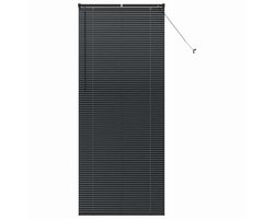 vidaXL - Raamjaloezie - met - gordijnen - Zwart - Aluminium