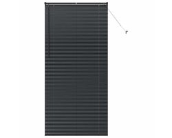 vidaXL - Raamjaloezie - met - gordijnen - Zwart - Aluminium