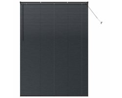 vidaXL - Raamjaloezie - met - gordijnen - Zwart - Aluminium