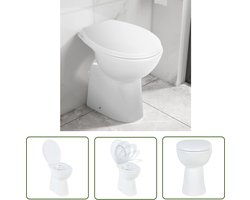 vidaXL Randloos Toilet - Verhoogd Toilet - Randloos Toilet 7 cm extra hoogte soft-close keramiek wit - Keramiek Toilet - Toilet Wit - Badkamermeubilair
