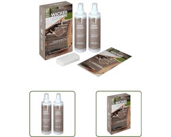 vidaXL Rattan Reiniger - Tuinmeubelen Onderhoud - Rattan-en-textileenonderhoudsset voor tuinmeubelen 2x250 ml - Textiel Reiniger - Wicker Reiniger - Plastic Meubel Reiniger