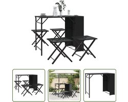 vidaXL Rattenset - Tuinset - 5-delige Tuinset inklapbaar poly rattan zwart - Buitentijd - Tuinmeubilair - Lounge Set