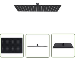 vidaXL Regendouchekop - Rechthoekig - 40x30 cm - Zwart Regendouchekop - Douchekop Zwart - Badkameraccessoires - Douche Accessoires - Hoofddouche