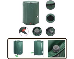 vidaXL Regenton Inklapbaar - 1350L - Donkergroen Regenton - Inklapbare Regenton - Regenton Pvc - Wateropslag - Regenwateropvang