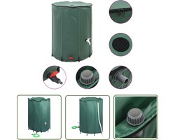 vidaXL Regenwateropslag - Regenton - Regenton inklapbaar met tap 1350 L - Groene Regenton - Pvc Regenton - Inklapbare Regenton