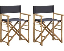vidaXL - Regisseursstoelen - 2 - st - inklapbaar - donkergrijs - bamboe - en - stof