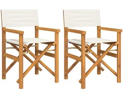 vidaXL - Regisseursstoelen - inklapbaar - 2 - st - massief - teakhout - crèmekleurig