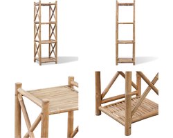 vidaXL Rek 4-laags vierkant bamboe - Staande Plank - Staande Planken - Badkamerschap - Display Schap