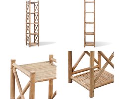vidaXL Rek 5-laags vierkant bamboe - Staande Plank - Staande Planken - Badkamerschap - Display Schap