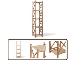 vidaXL Rek - 5-Lagen - Vierkant - Bamboe - 35x35x152cm Bamboerekken - Badkamerplank - Boekenrek - Plantensteun - Staand Rek