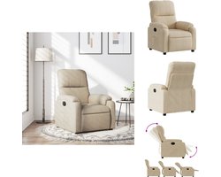 vidaXL Relaxfauteuil - Draaifauteuil - Leunstoel - Relaxstoel - Fauteuil verstelbaar microvezelstof crèmekleurig
