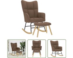 vidaXL Relaxfauteuil - Schommelstoel - Schommelstoel met voetenbank stof bruin - Lounge Stoel - Hangstoel - Buitenstoelen