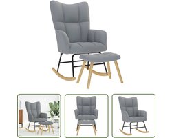 vidaXL Relaxfauteuil - Schommelstoel - Schommelstoel met voetenbank stof lichtgrijs - Lounge Stoel - Buitenstoelen - Balkon Meubel