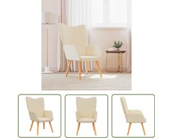 vidaXL Relaxstoel - crème - Comfortabele designstoel Relaxfauteuil - Lounge Stoel - Blokken Patroon - Creme Kleurige Stoel - Moderne Stoel